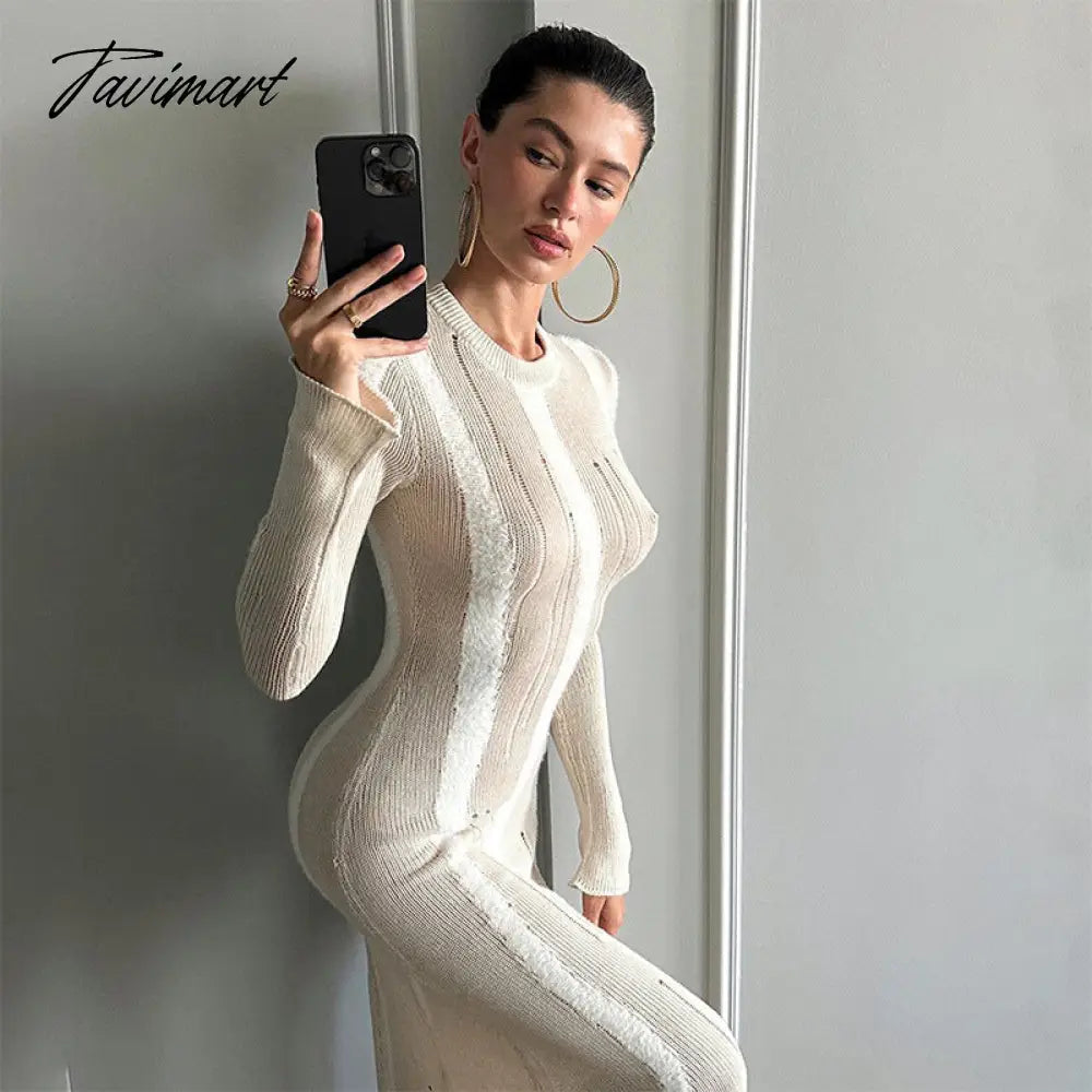 Women's clothing autumn and winter new knitted long-sleeved high waist temperament hot girl dress dress club party Vestido