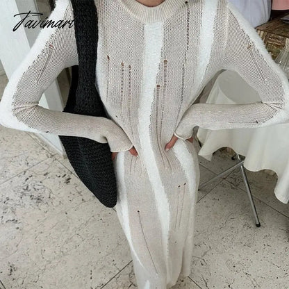 Women's clothing autumn and winter new knitted long-sleeved high waist temperament hot girl dress dress club party Vestido