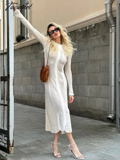 Women's clothing autumn and winter new knitted long-sleeved high waist temperament hot girl dress dress club party Vestido