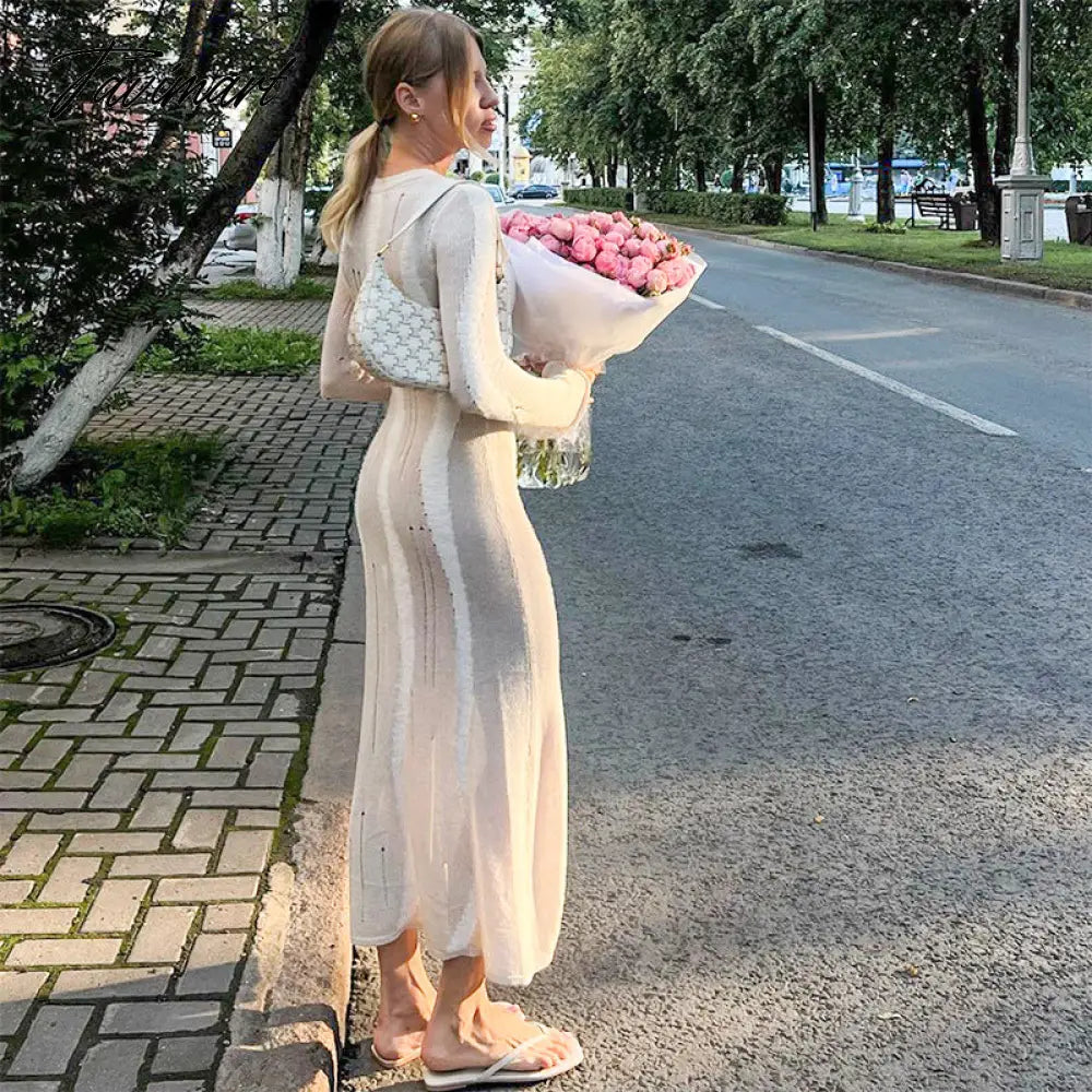 Women's clothing autumn and winter new knitted long-sleeved high waist temperament hot girl dress dress club party Vestido