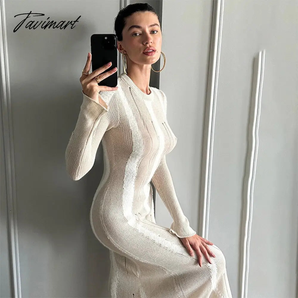 Women's clothing autumn and winter new knitted long-sleeved high waist temperament hot girl dress dress club party Vestido