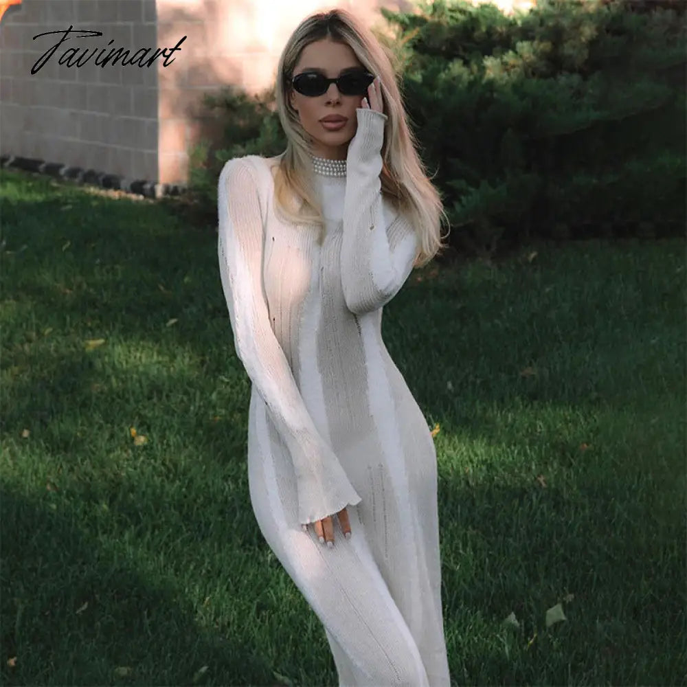 Women's clothing autumn and winter new knitted long-sleeved high waist temperament hot girl dress dress club party Vestido