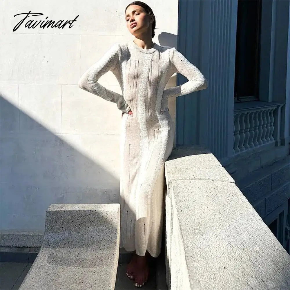 Women's clothing autumn and winter new knitted long-sleeved high waist temperament hot girl dress dress club party Vestido