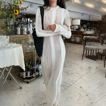 Women's clothing autumn and winter new knitted long-sleeved high waist temperament hot girl dress dress club party Vestido