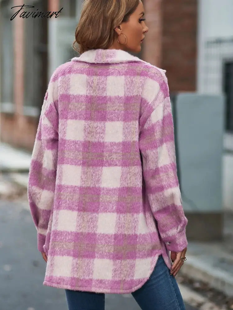 Women's Coats Elegant Turn-down Collar Niko Winter Motorcycle Jacket Retro Coat Female Plaid Casual Outwear A2061