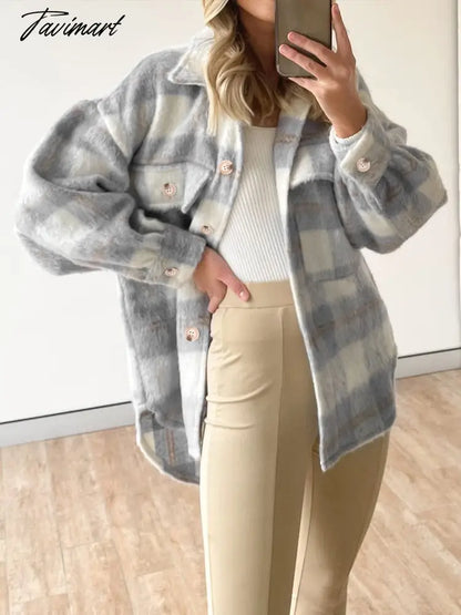 Women's Coats Elegant Turn-down Collar Niko Winter Motorcycle Jacket Retro Coat Female Plaid Casual Outwear A2061