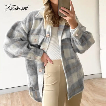 Women's Coats Elegant Turn-down Collar Niko Winter Motorcycle Jacket Retro Coat Female Plaid Casual Outwear A2061