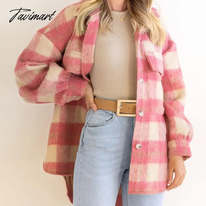 Women's Coats Elegant Turn-down Collar Niko Winter Motorcycle Jacket Retro Coat Female Plaid Casual Outwear A2061