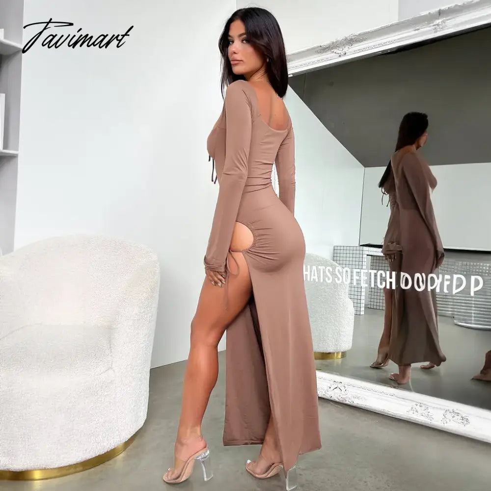 Women's Deep V Backless Mermaid Dress, Long Sleeve Gown, Elegant Outfits, Sexy, Party, Club, Cut Out