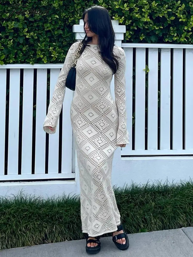 Women's Elegant Bodycon Dress, Monochromatic, V Neck, Cut Out Flare Sleeves, Long, Summer Dresses, Holiday, Autumn, Summer