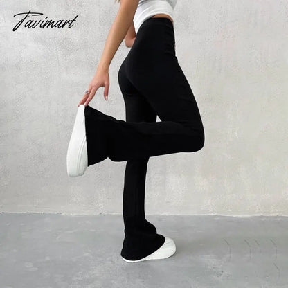 Women'S Elegant Trousers Autumn High Waist Elastic Force Slim Micro Flare Casual Pants For Female Casual Trousers Jogger Pants