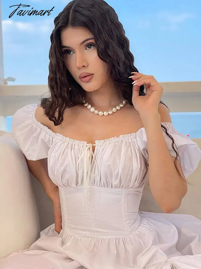 Women's Summer Bubble Short-sleeved Long Dress French Court Style Dress Women's Medieval Elegant Retro A-line Sexy Slit Dresses