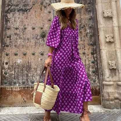 Women's Summer Casual Maxi Dress Bohemian Floral V Neck Puff Short Sleeve Beach Tiered Sundress Long Swing Dress