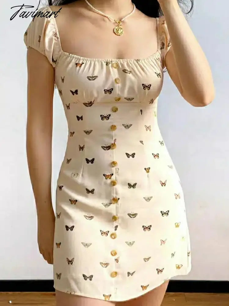 Women's summer floral print holiday women's off-shoulder mini dresses print waist Tight dress single-breasted dress party night