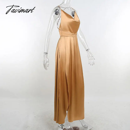 Women Sexy Backless Lace Up Long Dress Elegant Swinging Collar A Line Party Pleated Dress Summer Satin Sling Maxi Dresses