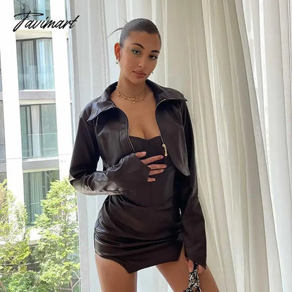 Women Short Jacket Pu Faux Leather Turn Down Collar Zipper Jackets Long Sleeves Solid Fashion Autumn Coat Female Streetwear
