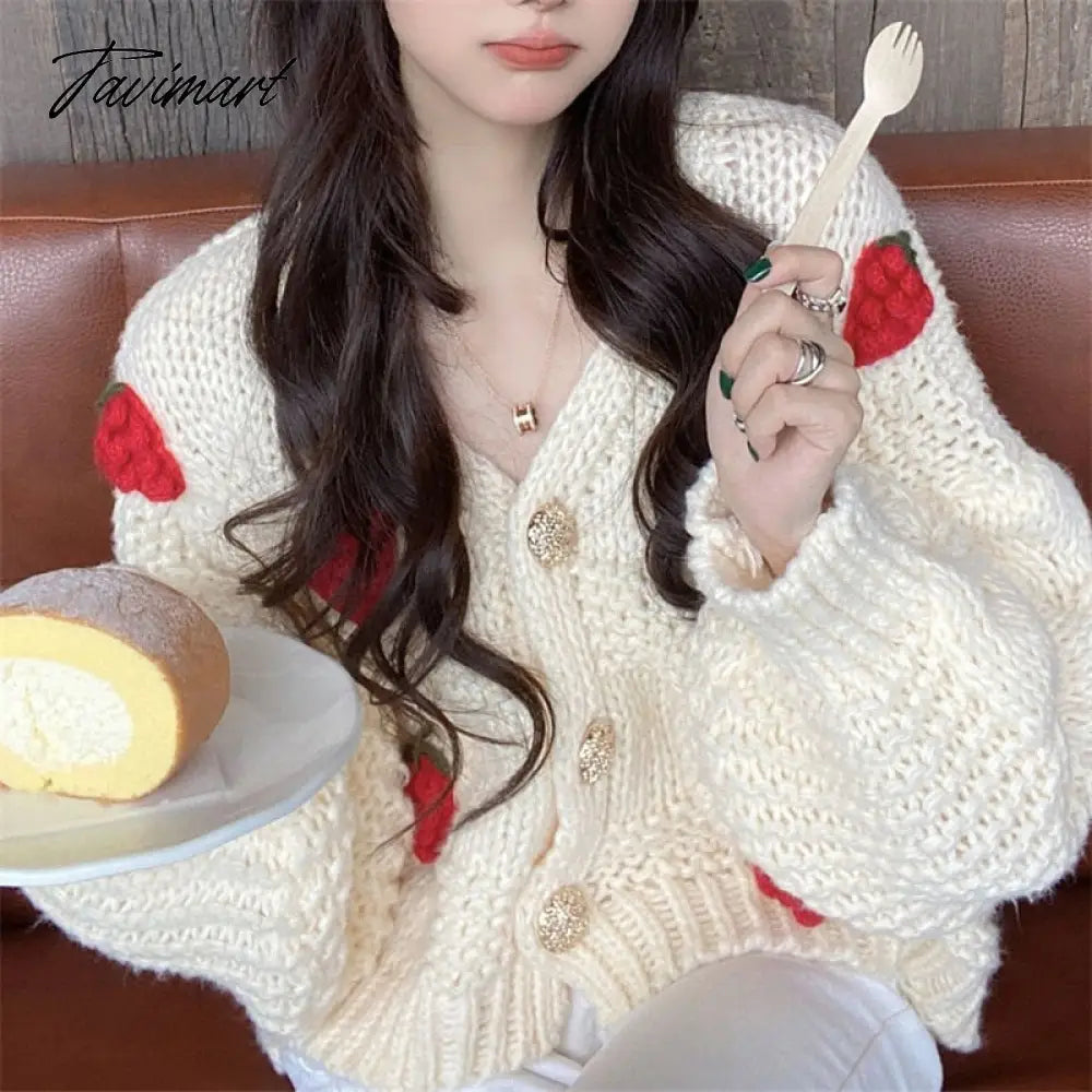 Women Slight Strech Loose Fit Star Embroidery Trend Tay V-neck Lor Cardigan Fashion Warm Swif T Sweater Cardigan Mujer