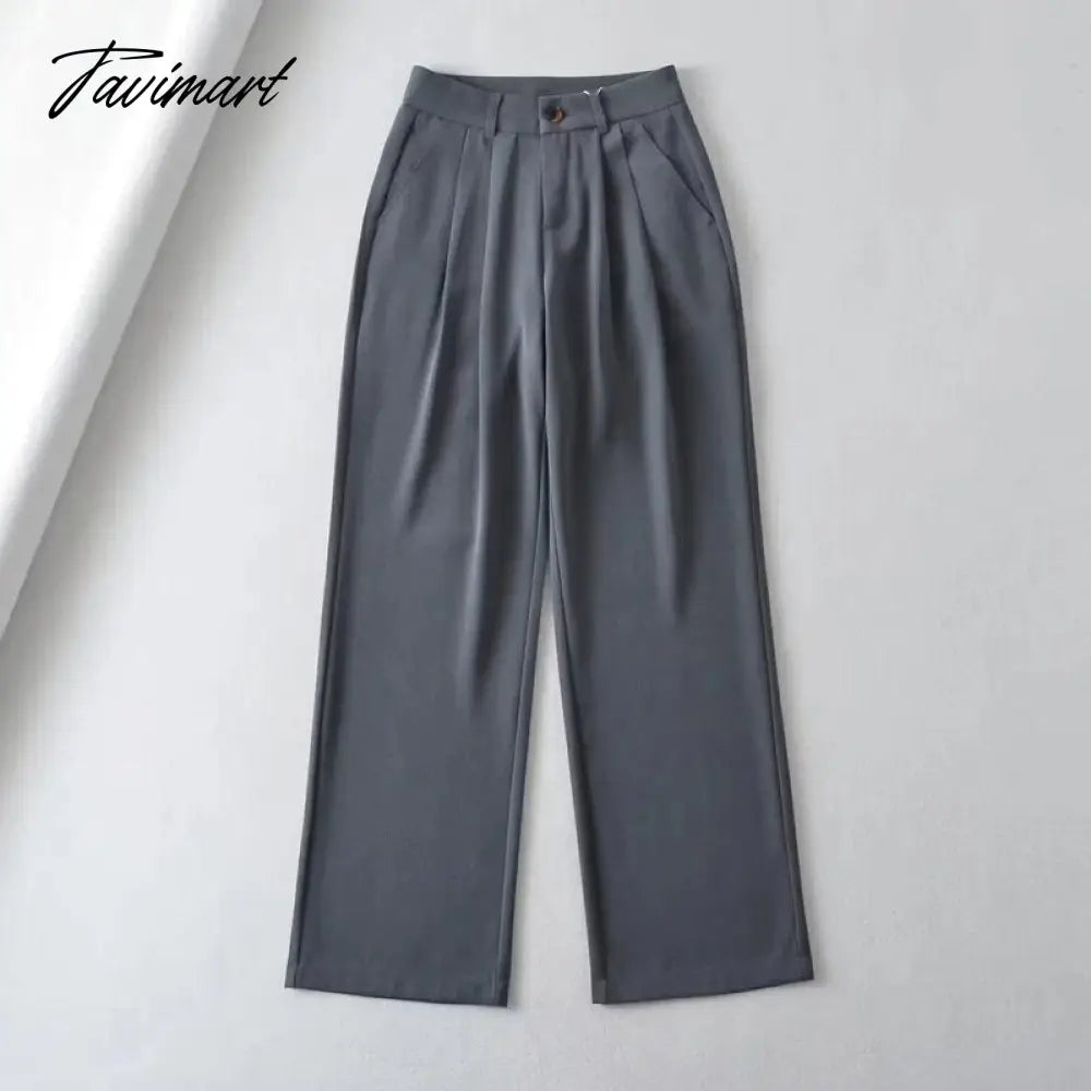 Women Slouchy Pleat Details Tailored Trouser