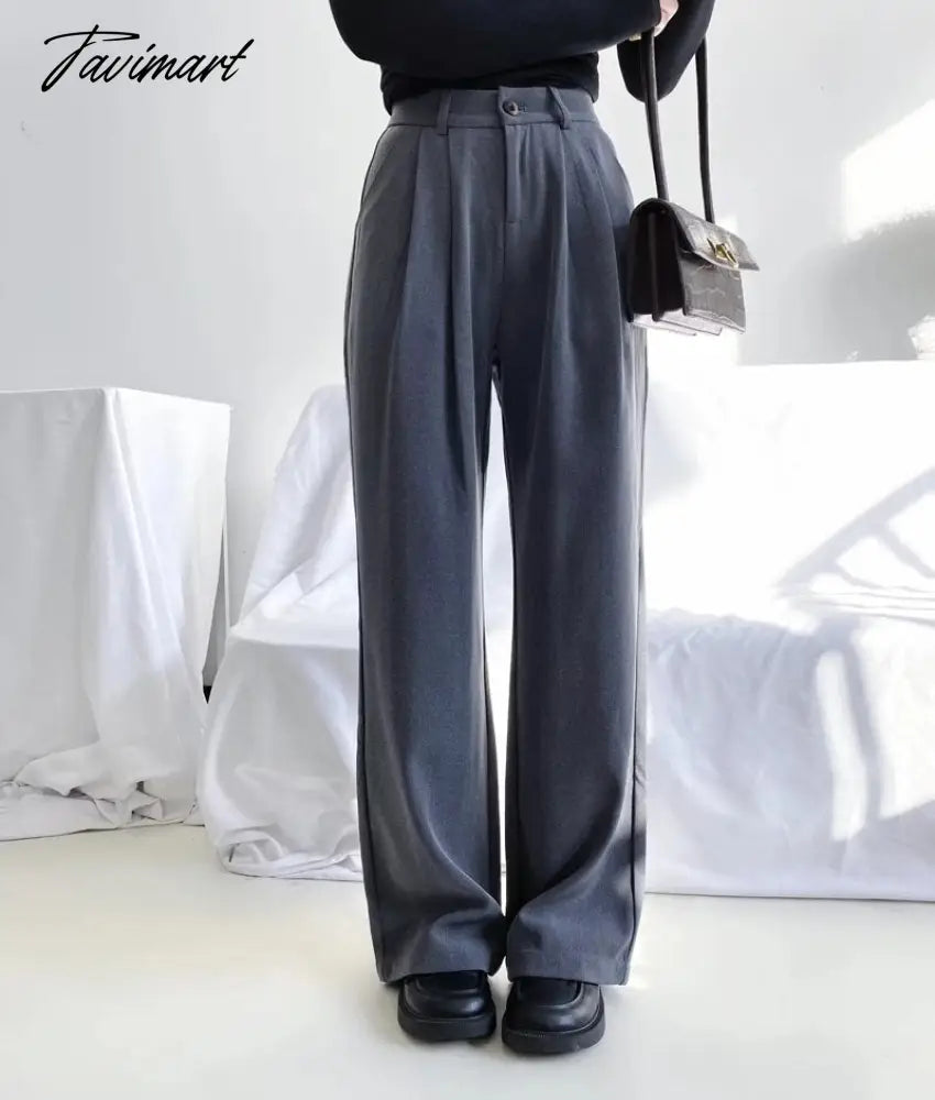 Women Slouchy Pleat Details Tailored Trouser