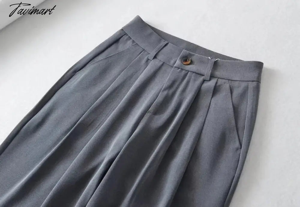 Women Slouchy Pleat Details Tailored Trouser