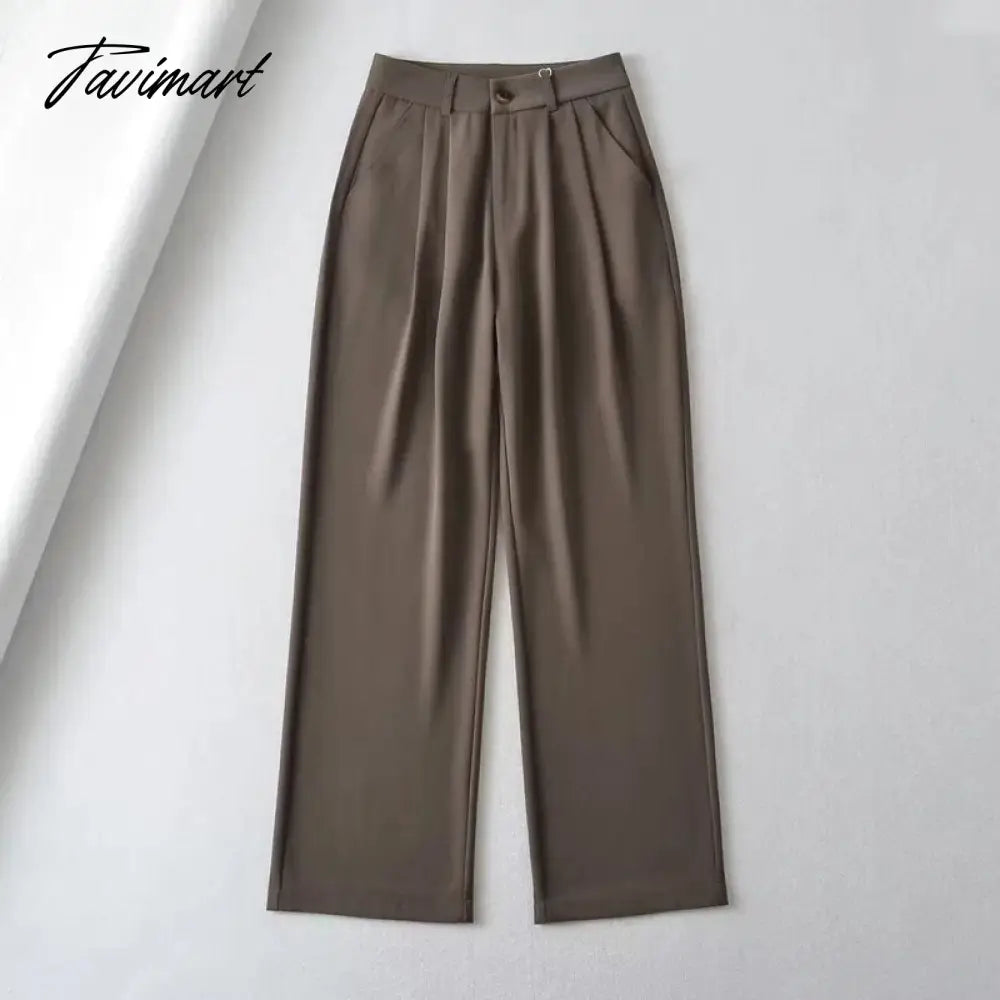 Women Slouchy Pleat Details Tailored Trouser