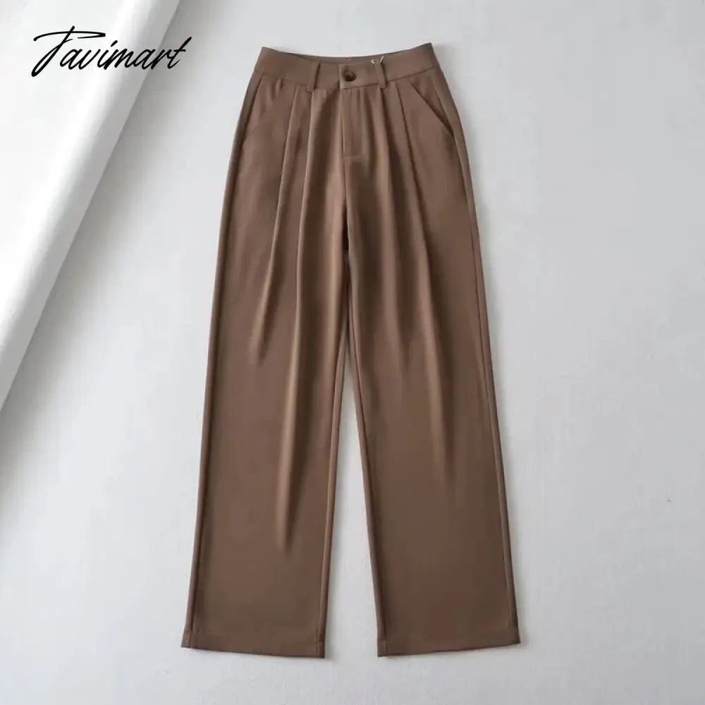 Women Slouchy Pleat Details Tailored Trouser