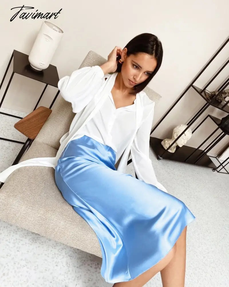 Women Solid Satin Slim Sexy Skirt Summer New High Waist A-line Zipper Long Skirt Ladies Elegant Fashion Simple Outwears