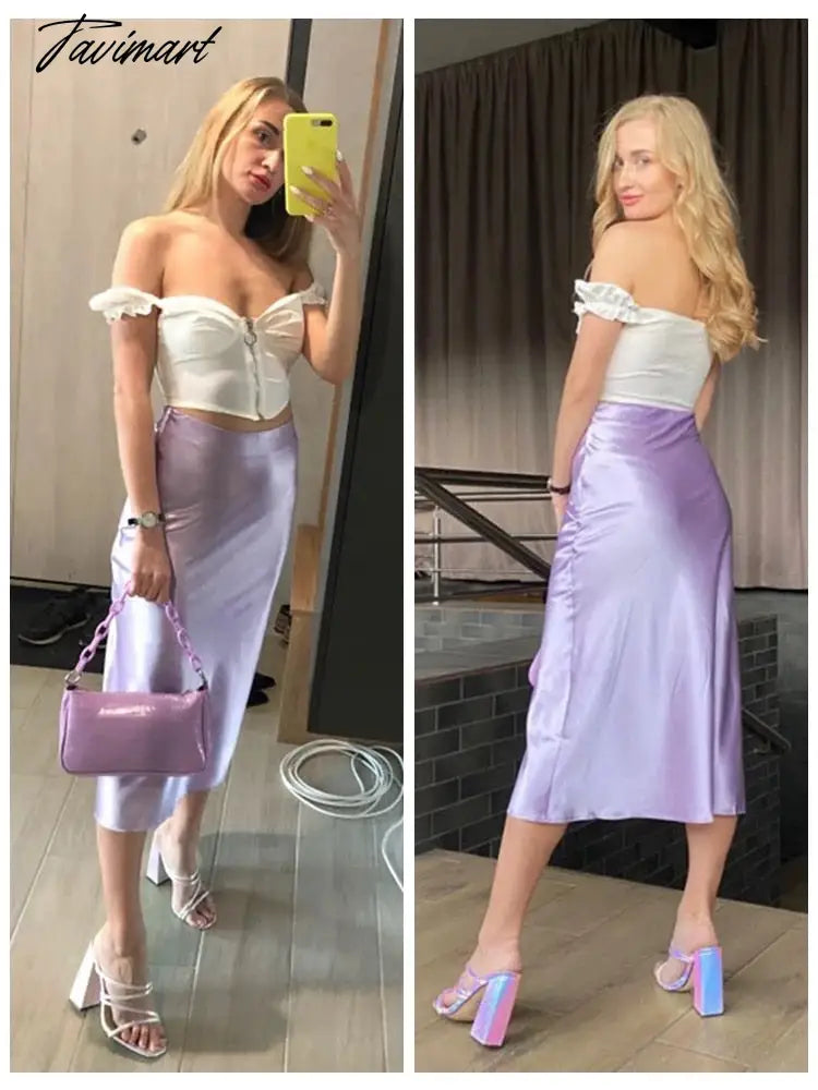Women Solid Satin Slim Sexy Skirt Summer New High Waist A-line Zipper Long Skirt Ladies Elegant Fashion Simple Outwears