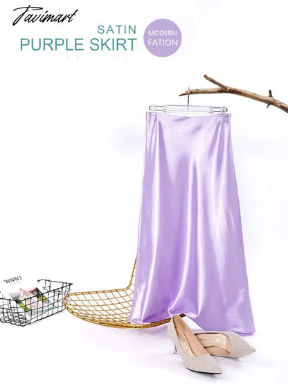 Women Solid Satin Slim Sexy Skirt Summer New High Waist A-line Zipper Long Skirt Ladies Elegant Fashion Simple Outwears