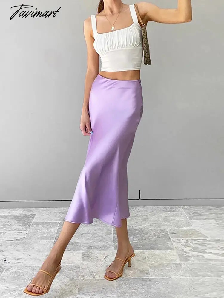 Women Solid Satin Slim Sexy Skirt Summer New High Waist A-line Zipper Long Skirt Ladies Elegant Fashion Simple Outwears