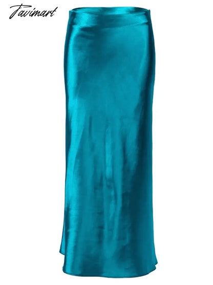 Women Solid Satin Slim Sexy Skirt Summer New High Waist A-line Zipper Long Skirt Ladies Elegant Fashion Simple Outwears