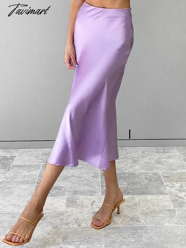 Women Solid Satin Slim Sexy Skirt Summer New High Waist A-line Zipper Long Skirt Ladies Elegant Fashion Simple Outwears