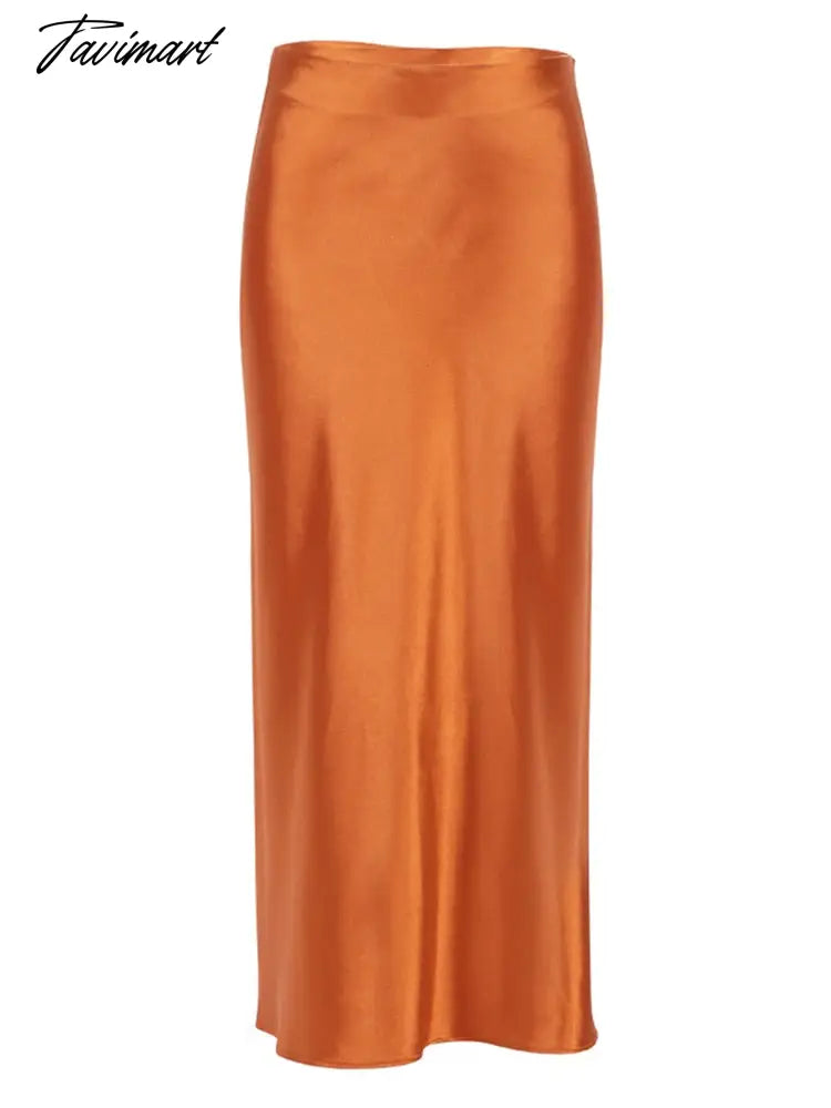 Women Solid Satin Slim Sexy Skirt Summer New High Waist A-line Zipper Long Skirt Ladies Elegant Fashion Simple Outwears