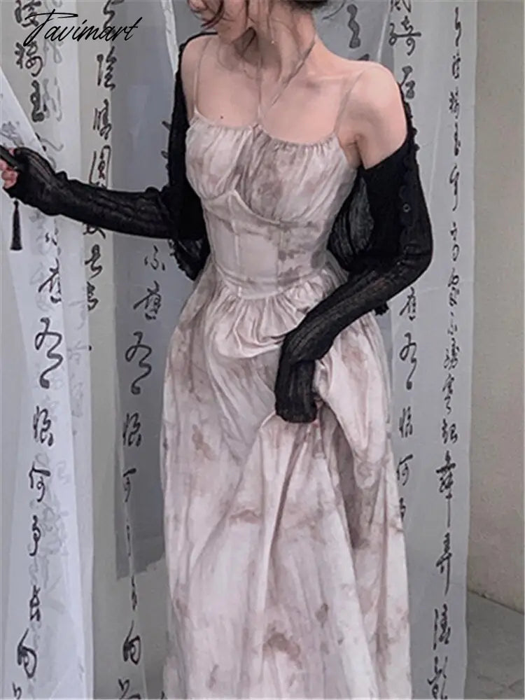Women Summer Fashion Retro Dress Sexy Lady Eleglant Vintage Printed Sleeveless Evening Midi Dresses Female Clothes