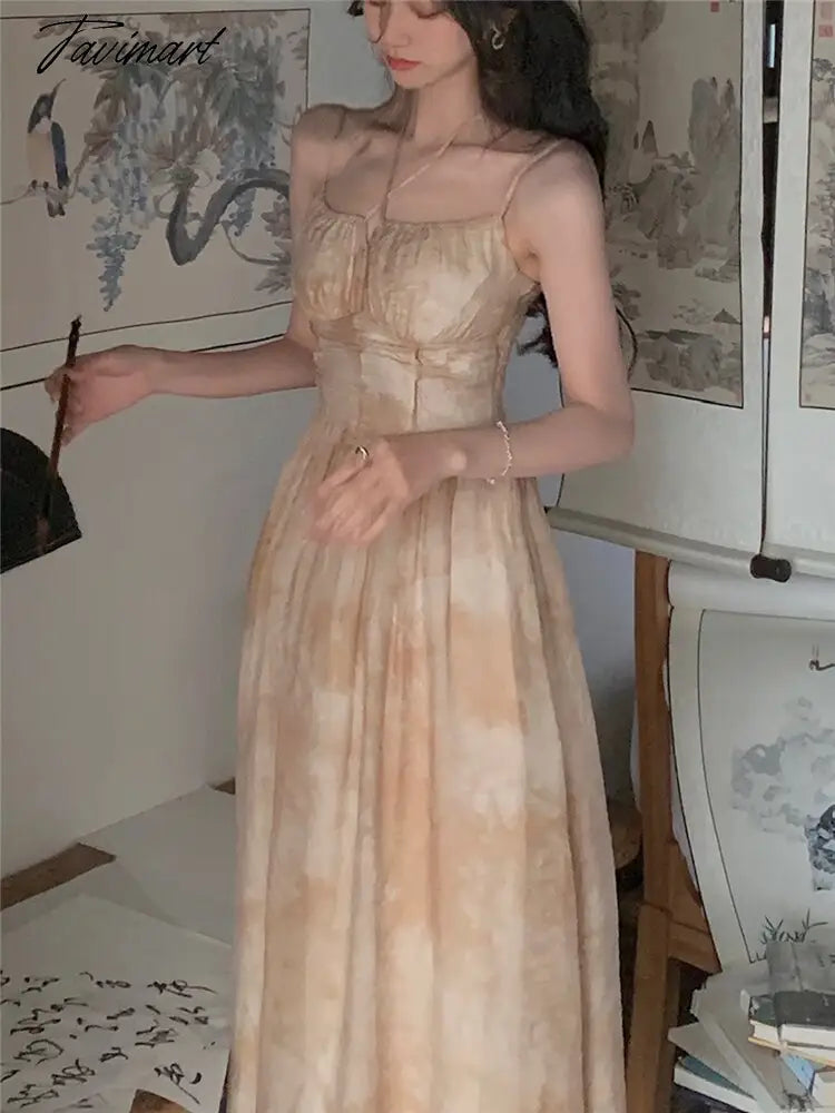 Women Summer Fashion Retro Dress Sexy Lady Eleglant Vintage Printed Sleeveless Evening Midi Dresses Female Clothes