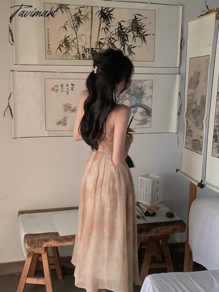 Women Summer Fashion Retro Dress Sexy Lady Eleglant Vintage Printed Sleeveless Evening Midi Dresses Female Clothes