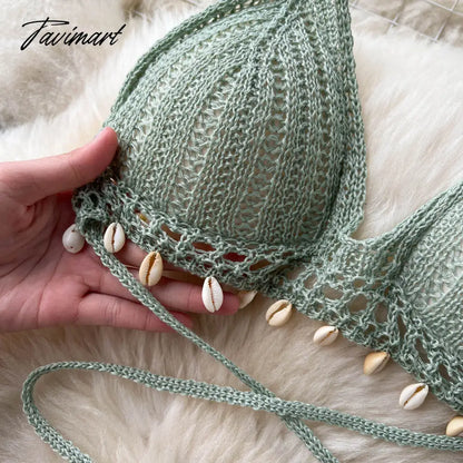 Women Summer Knitted Pants Set Halter Short Tops & Hollow Wide Leg Long Pants Sets Beach Sexy Backless Two Piece Suits