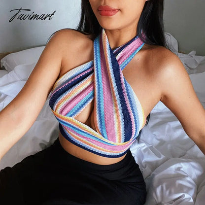 Women Summer Knitted Sexy Tanks Tops Halter Backless Camis Vest Basic Tops Slim Sleeveless Lady Party Club Streetwe