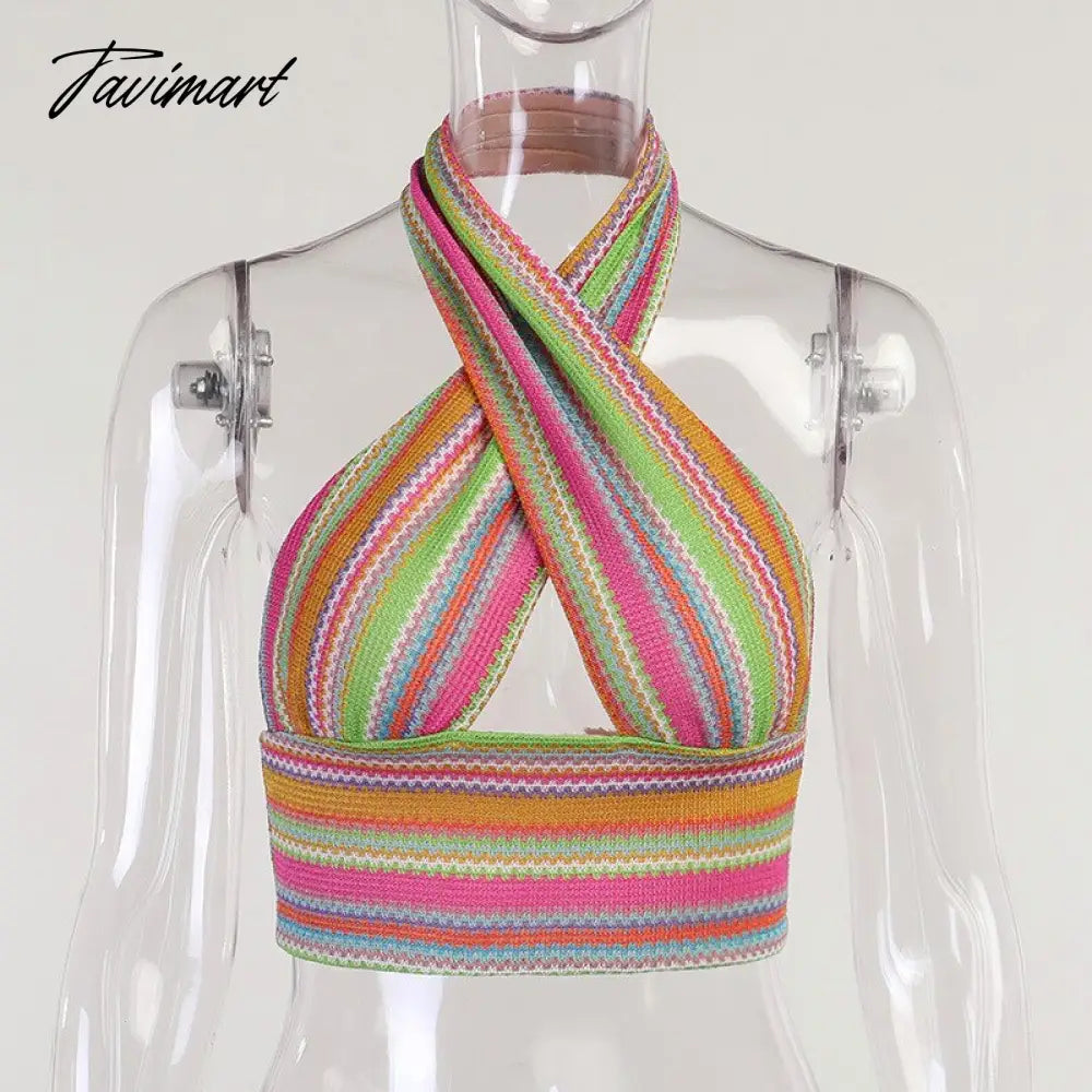 Women Summer Knitted Sexy Tanks Tops Halter Backless Camis Vest Basic Tops Slim Sleeveless Lady Party Club Streetwe