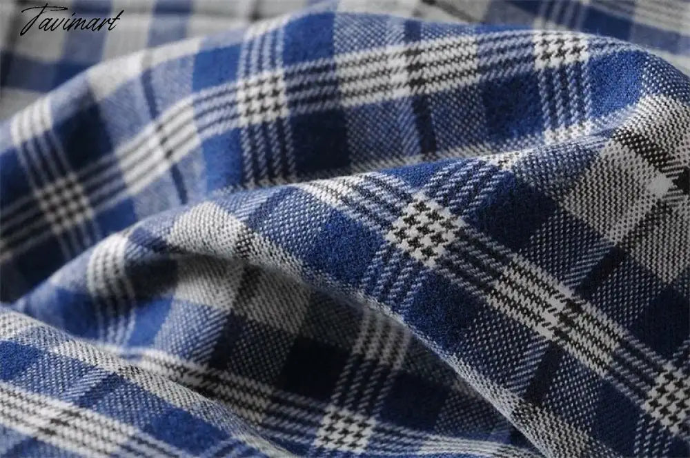 Women Tailored Wide Leg Trousers In Blue Plaid Wide Leg Pants