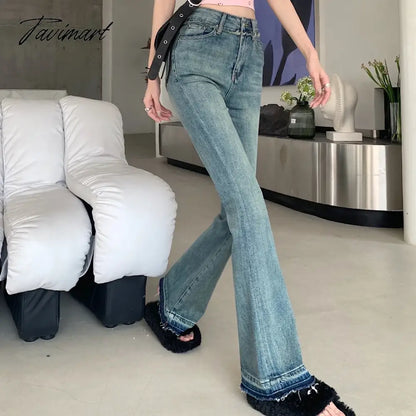 Women Vintage Jeans Spring Summer High Waist Slim Denim Blue Casual Female Clothing Flare Pants Office Lady Casual
