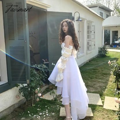 Women Wear Dress In Spring Thai Tea Break French Design Small Fragrance White Princess Puffy Skirt Unique Chic Temperamen Dress