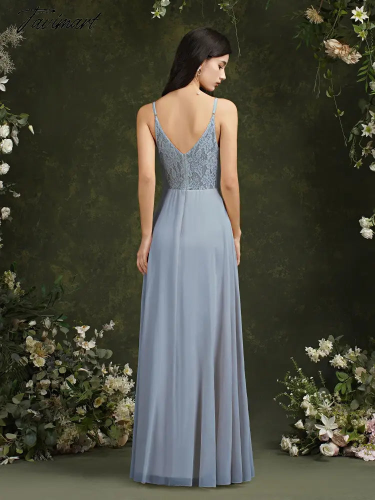 Womens Bridesmaid Dress Long Summer V Neck Backless A Line Sleeveless Wedding Party Gown Dusty Rose Spaghetti Strap Robe Mariage