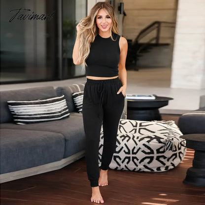 Womens Pajamas Set Fall Winter 3 Piece Loungewear Set Crop Vest Top Loose Pants and Cardigan Knitwear Lounge Set