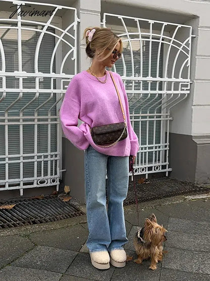 Women's Solid O-neck Pullover Sweaters Autumn Winter Long Sleeve Knitted Jumpers Versatile Fashion Female Warm Fit Knitwear