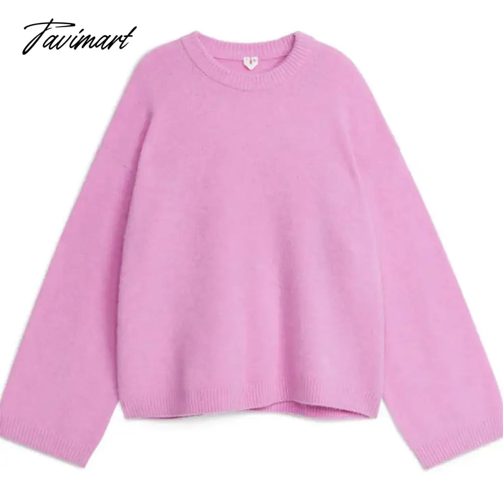 Women's Solid O-neck Pullover Sweaters Autumn Winter Long Sleeve Knitted Jumpers Versatile Fashion Female Warm Fit Knitwear