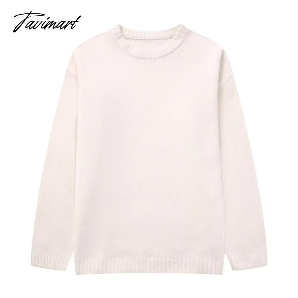 Women's Solid O-neck Pullover Sweaters Autumn Winter Long Sleeve Knitted Jumpers Versatile Fashion Female Warm Fit Knitwear