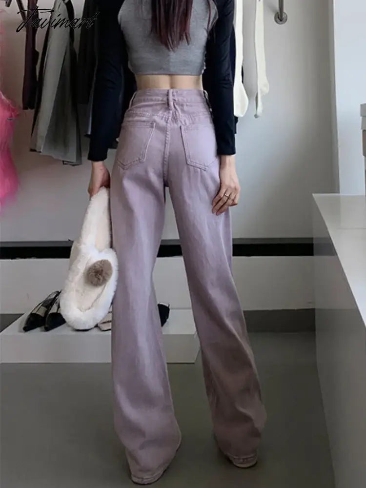 Y2K Low Waist Wide Jeans High Street Women's Pants Pink Baggy Jeans Streetwear Female Clothing Baggy Trousers Jeans