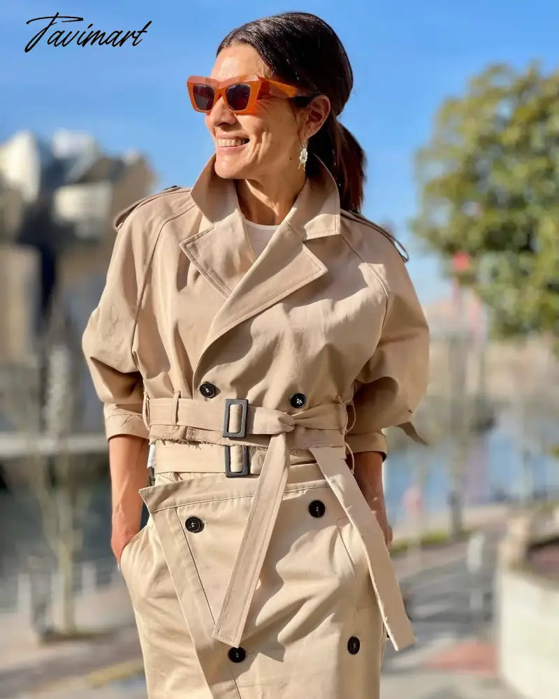 Y2K New European and American Style Women's Short Cut Windbreaker Belt Coat Jacket Women