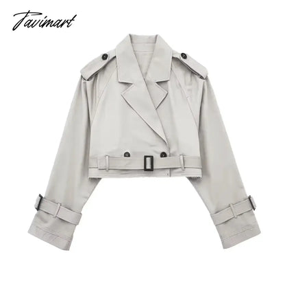 Y2K New European and American Style Women's Short Cut Windbreaker Belt Coat Jacket Women